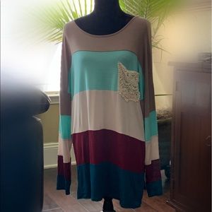 Tunic style top with lace pocket NEW